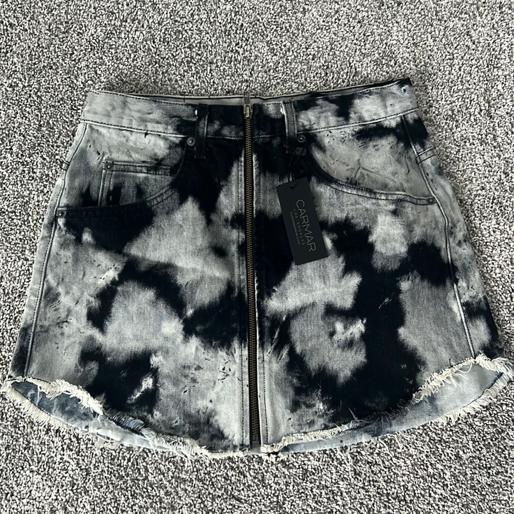 carmar tie dye denim mini skirt